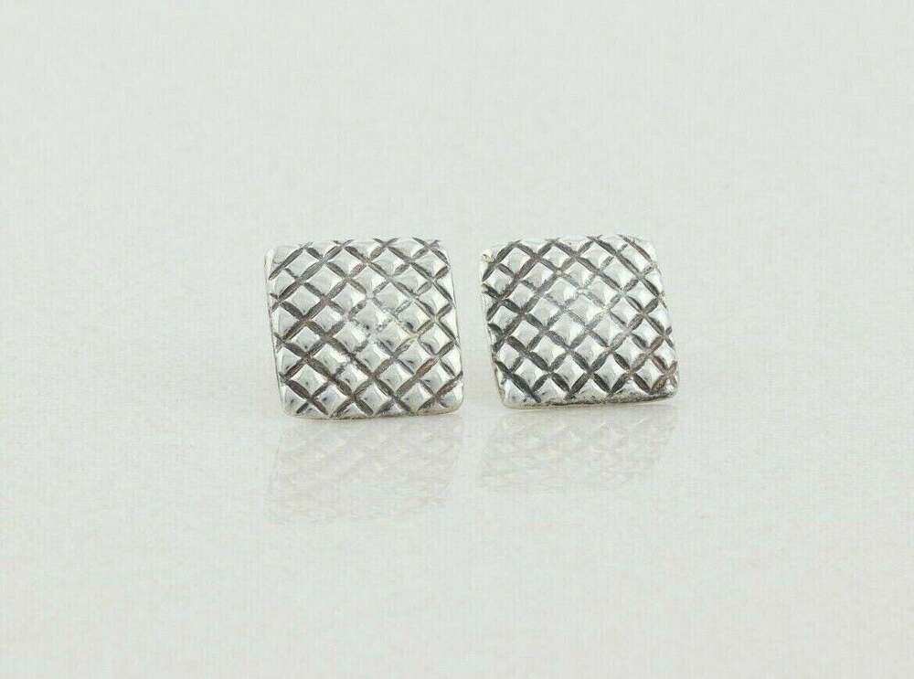 Sterling Silver Square Earrings Stud Post Earrings 5/8" x 5/8"